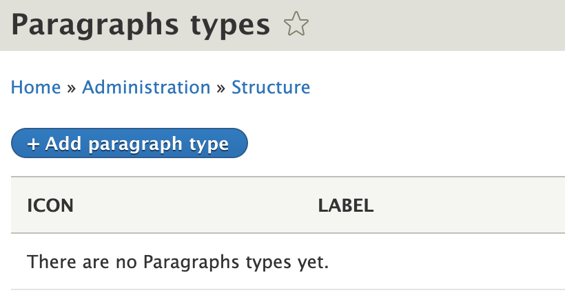 Paragraphs module action menu link