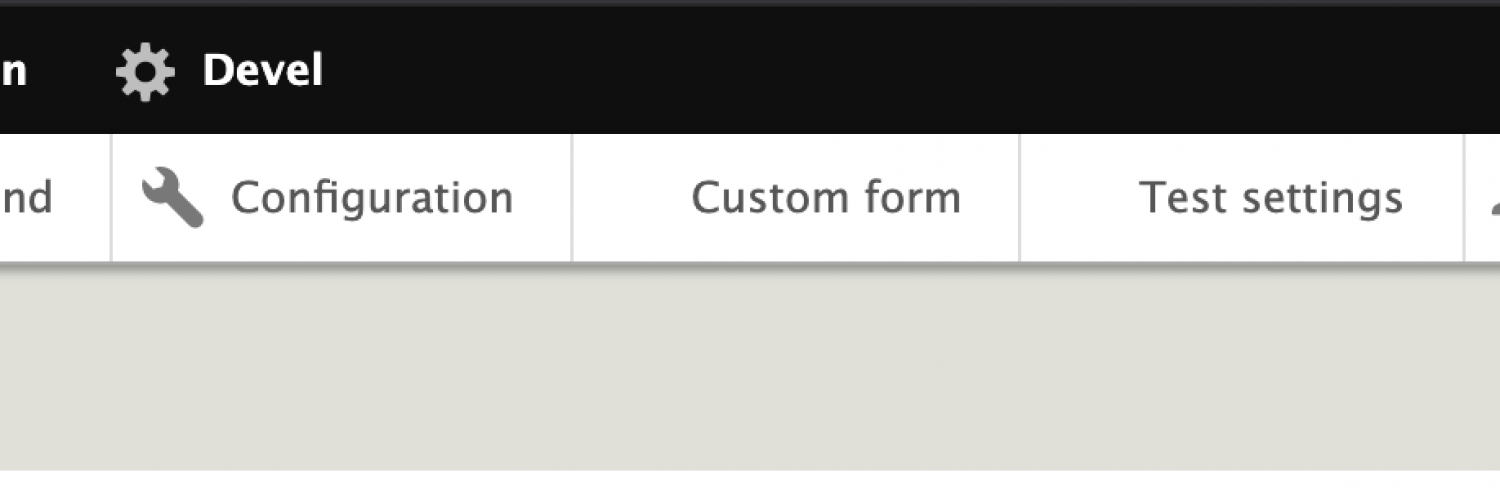 Screenshot showing a custom menu link on admin menu toolbar