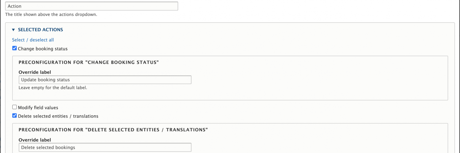 Showing views bulk operation options in view edit screen