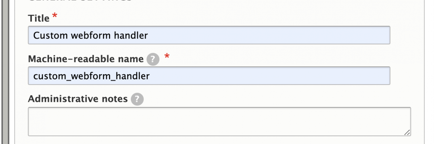 Configuration form for the new webform handler